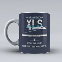 Thumbnail for Cessna Citation XLS design on dark blue ceramic mug, double-side print