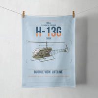 Thumbnail for Bell H-13G Sioux design on light blue towel