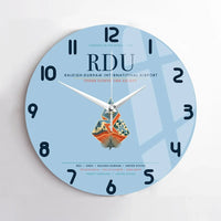 Thumbnail for Raleigh-Durham International Airport (RDU) design on light blue no frame wall clock