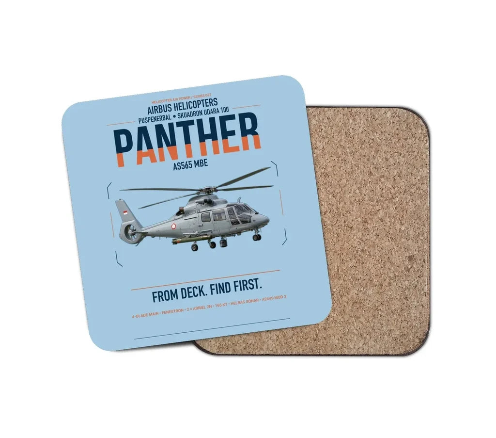 Airbus Helicopters AS565 MBe Panther design on light blue 1 piece coaster