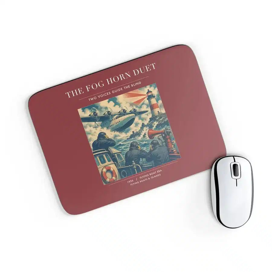 VINTAGE G4437 - The Fog Horn Duet - Designed Mouse Pads design on darkred rectangle