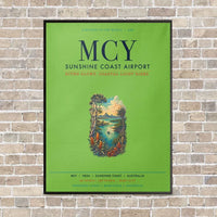 Thumbnail for Sunshine Coast Airport MCY vertical canvas print - framed - light green background