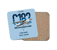Thumbnail for Cessna 182 Skylane design on light blue 1 piece coaster