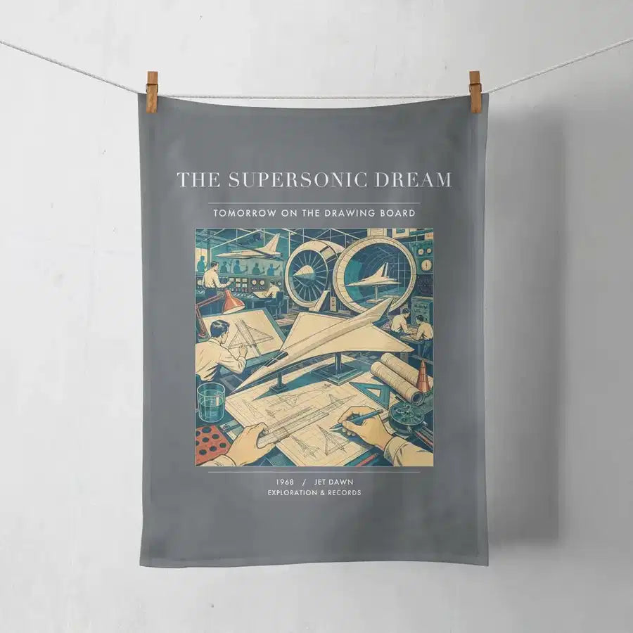 VINTAGE G4128 - The Supersonic Dream - Designed Towels design on gray