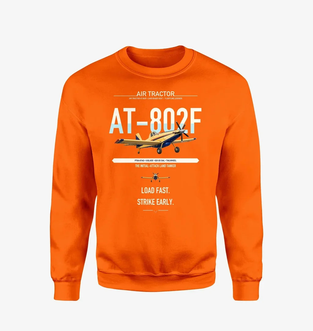 Air Tractor AT-802F design on orange sweatshirt
