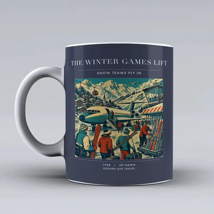 VINTAGE G4130 - The Winter Games Lift - Ceramic Mug design on darkblue