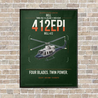 Thumbnail for Bell 412EPI vertical canvas print - framed - dark green background