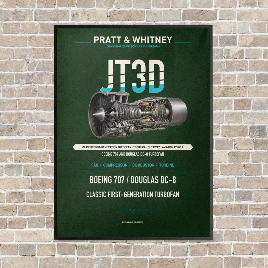 JT3D vertical canvas print - framed - dark green background