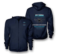 Thumbnail for Inspired Flight IF1200A design on navy blue zipped hoodie