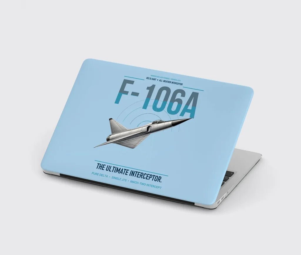 F-106A Delta Dart design on light blue MacBook case