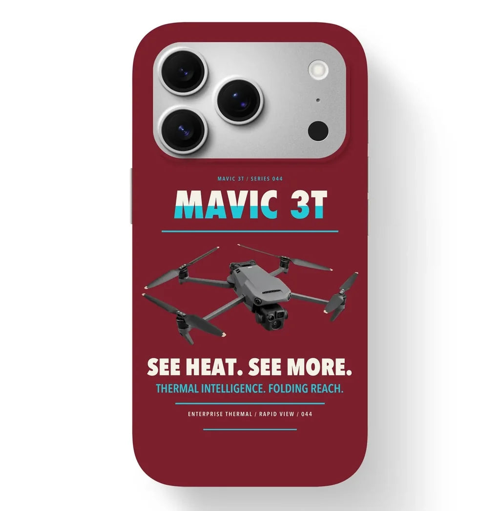 DJI Mavic 3 Thermal Case design on dark red iphone case