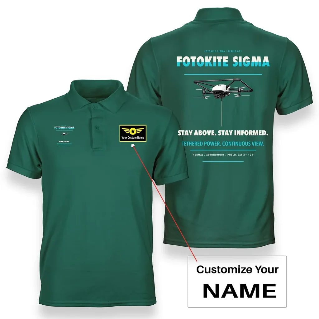 Fotokite Sigma design on green polo with custom name badge