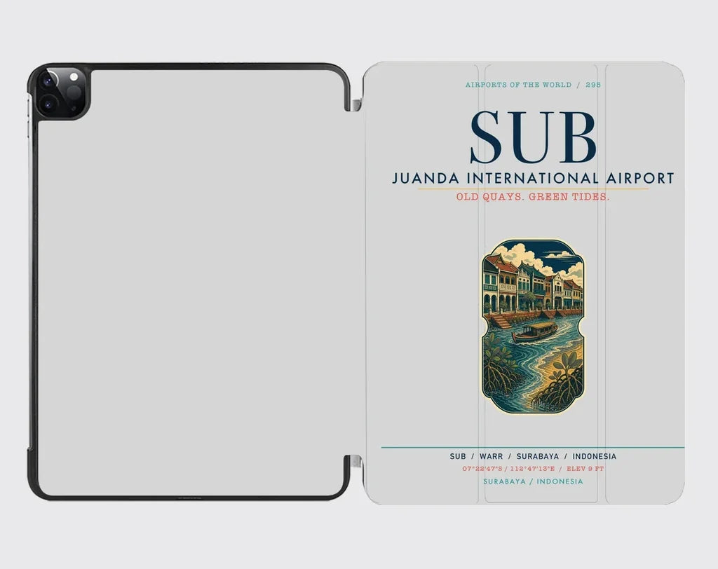 Juanda International Airport Surabaya (SUB) design on light gray ipad tablet case