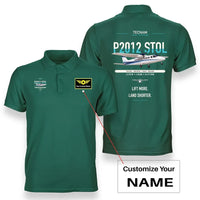 Thumbnail for Tecnam P2012 STOL design on green+name double-side polo t-shirt, double-side print