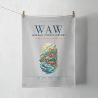 Thumbnail for Warsaw Chopin Airport (WAW) design on light gray towel