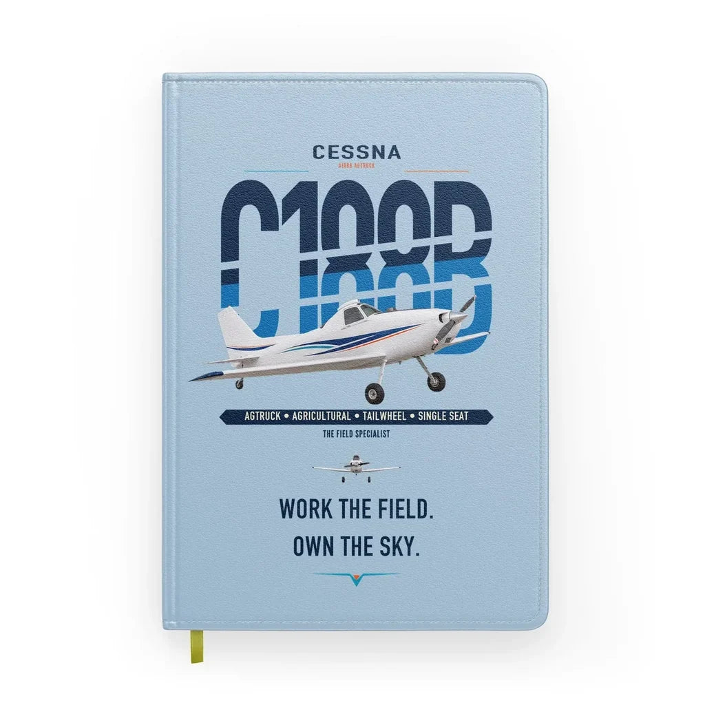 Cessna A188B AgTruck design on light blue notebook