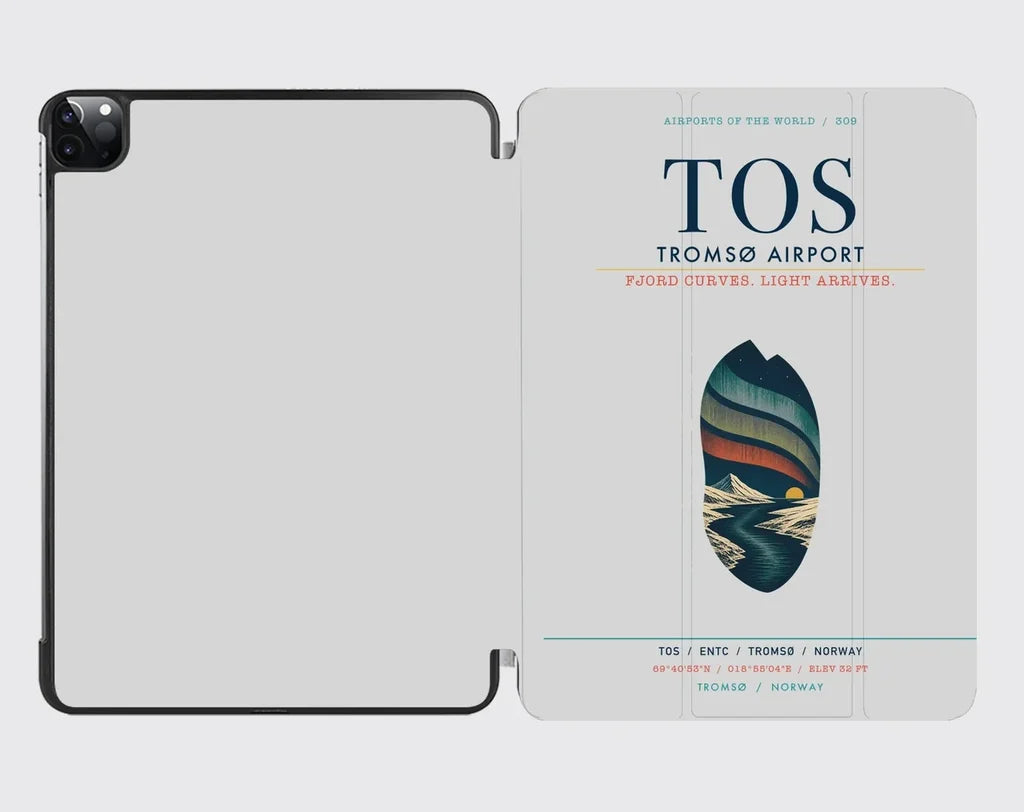 Tromsø Airport (TOS) design on light gray ipad tablet case