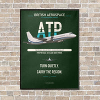 Thumbnail for British Aerospace ATP vertical canvas print - framed - dark green background
