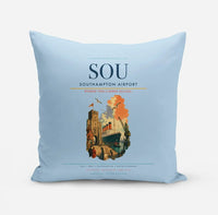 Thumbnail for Southampton Airport (SOU) design on light blue pillow