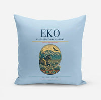 Thumbnail for Elko Regional Airport (EKO) design on light blue pillow