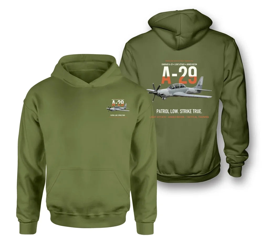 A-29 SUPER TUCANO design on green army hoodie