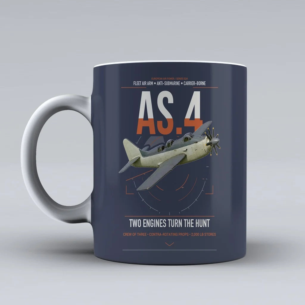 Fairey Gannet AS.4 design on dark blue ceramic mug, double-side print