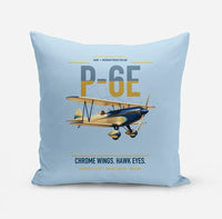 Thumbnail for Curtiss P-6E Hawk design on light blue pillow