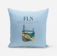 Thumbnail for Hercilio Luz International Airport (FLN) design on light blue pillow