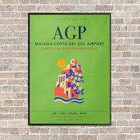 Thumbnail for Malaga-Costa del Sol Airport AGP vertical canvas print - framed - light green background