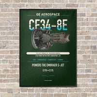 Thumbnail for CF34-8E vertical canvas print - framed - dark green background