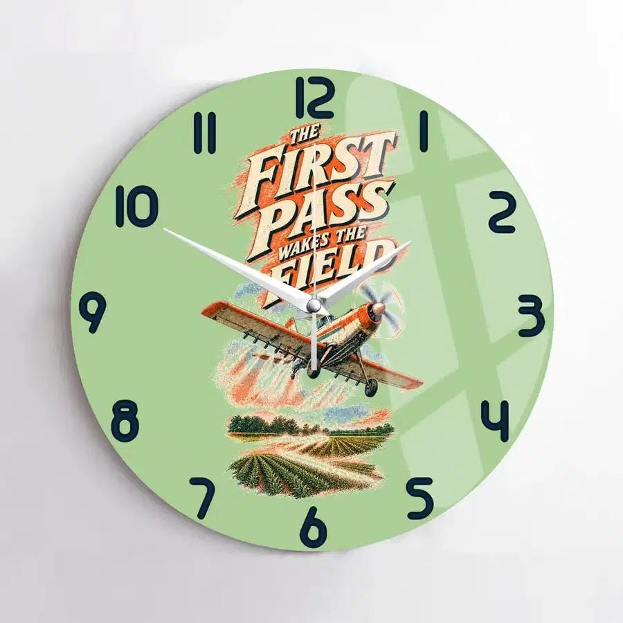 The First Pass Wakes The Field design on light green no frame wall clock