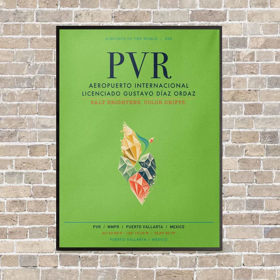 Aeropuerto Internacional Licenciado Gustavo Díaz Ordaz PVR vertical canvas print - framed - light green background