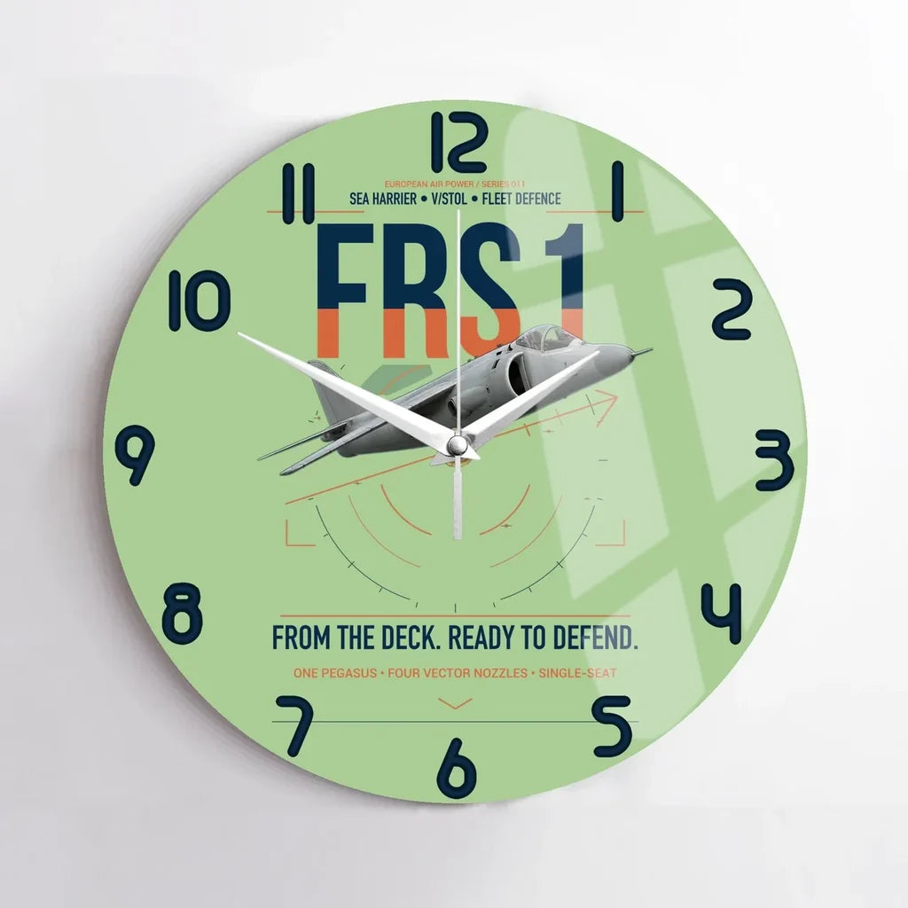 British Aerospace Sea Harrier FRS.1 design on light green no frame wall clock
