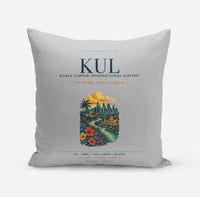 Thumbnail for Kuala Lumpur International Airport (KUL) design on light gray pillow