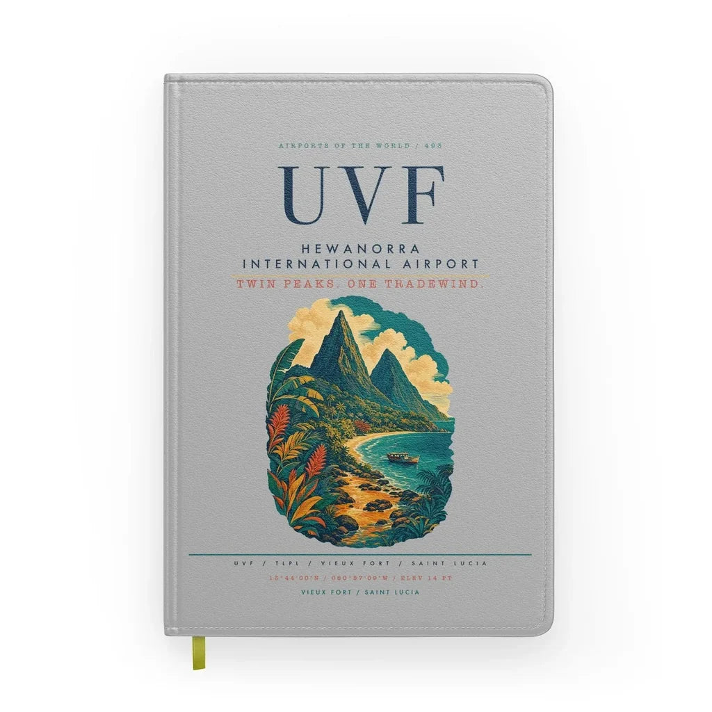 Hewanorra International Airport (UVF) design on light gray notebook