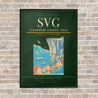 Thumbnail for Stavanger Airport, Sola SVG vertical canvas print - framed - dark green background