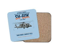 Thumbnail for Mitsubishi Sikorsky SH-60K design on light blue 1 piece coaster