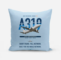 Thumbnail for Airbus A319ceo design on light blue pillow