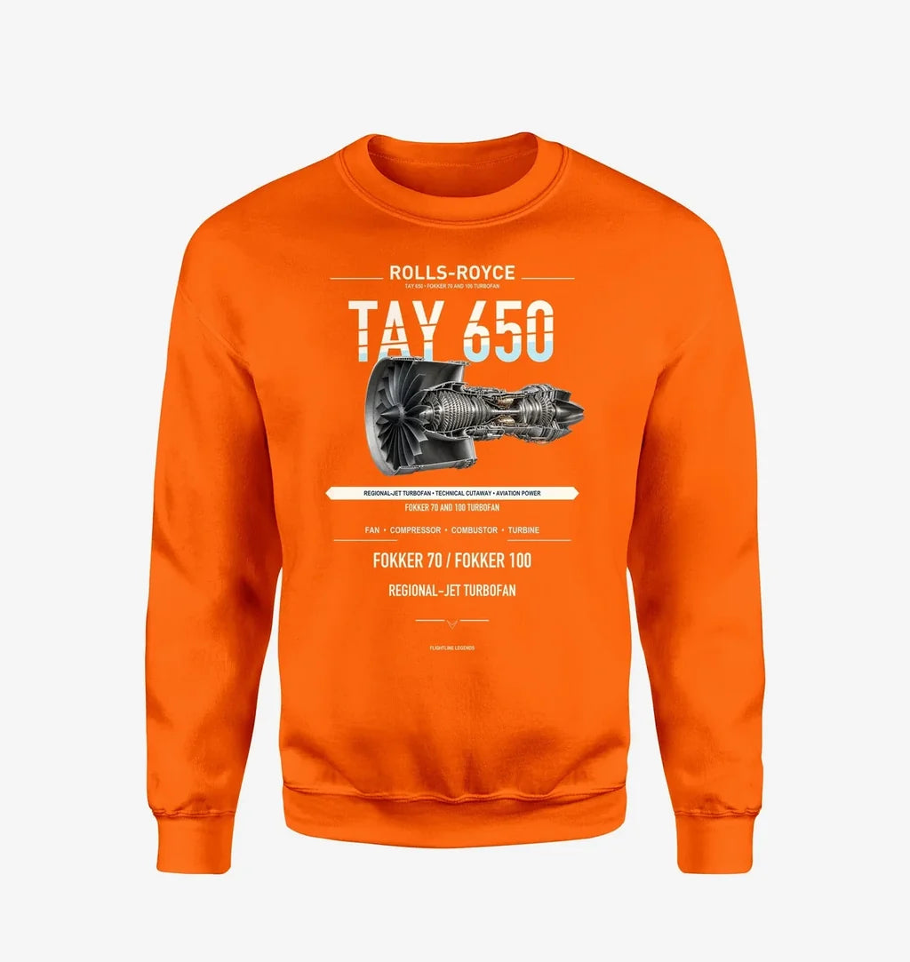 TAY 650 design on orange sweatshirt