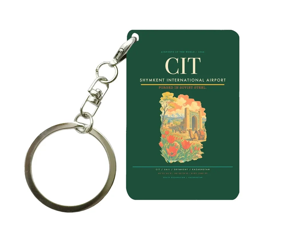 Shymkent International Airport (CIT) design on dark green key chain