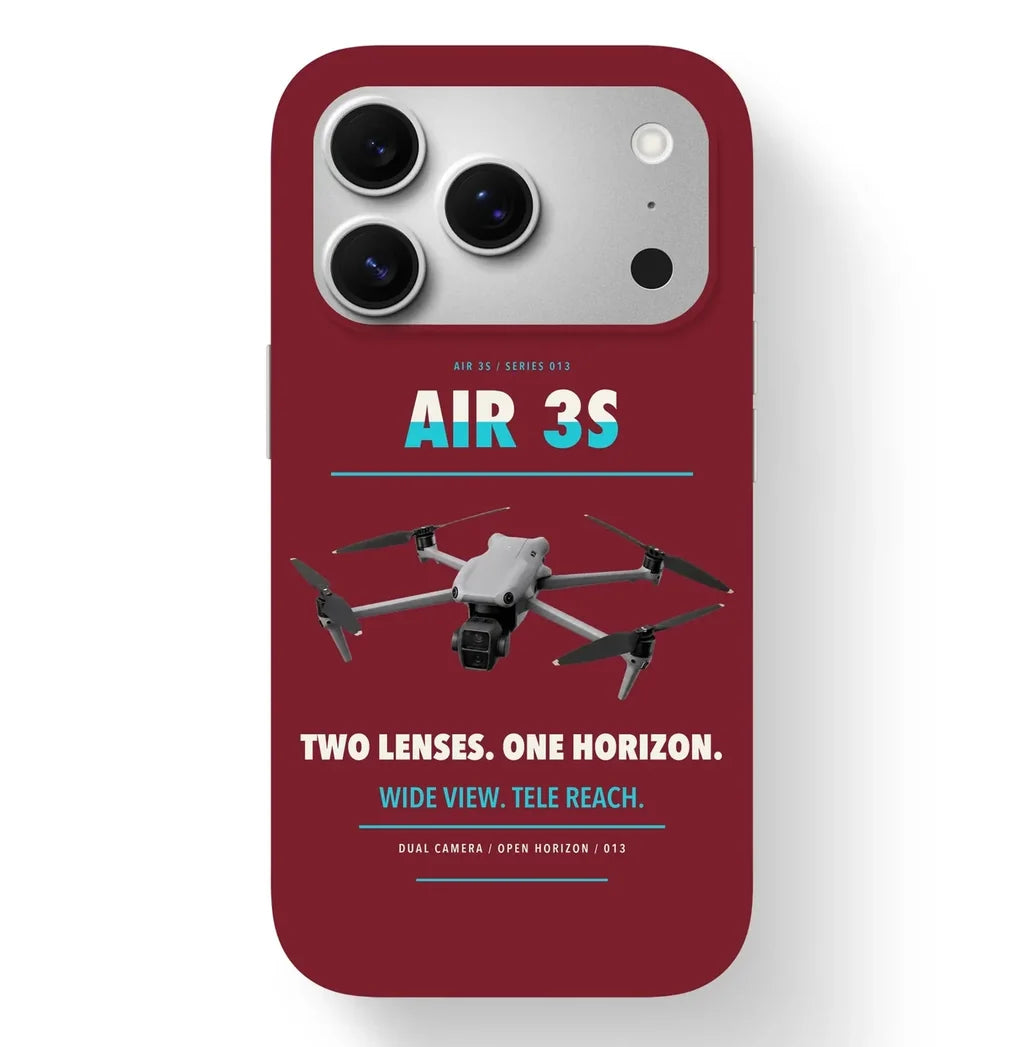 DJI Air 3S Case design on dark red iphone case