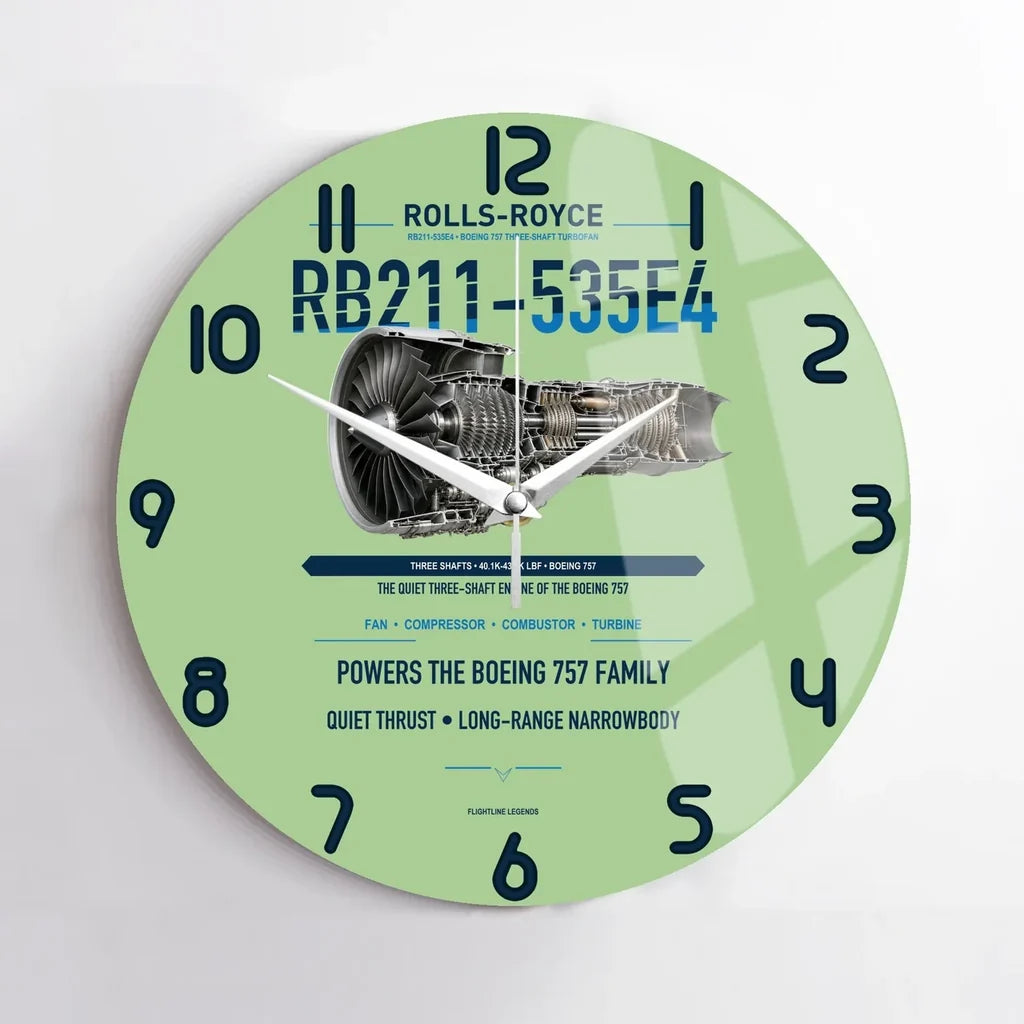 RB211-535E4 design on light green no frame wall clock