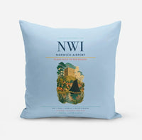Thumbnail for Norwich Airport (NWI) design on light blue pillow