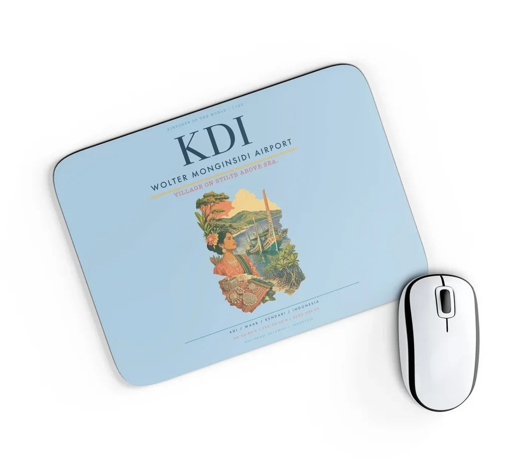 Wolter Monginsidi Airport (KDI) design on light blue rectangle mouse pad
