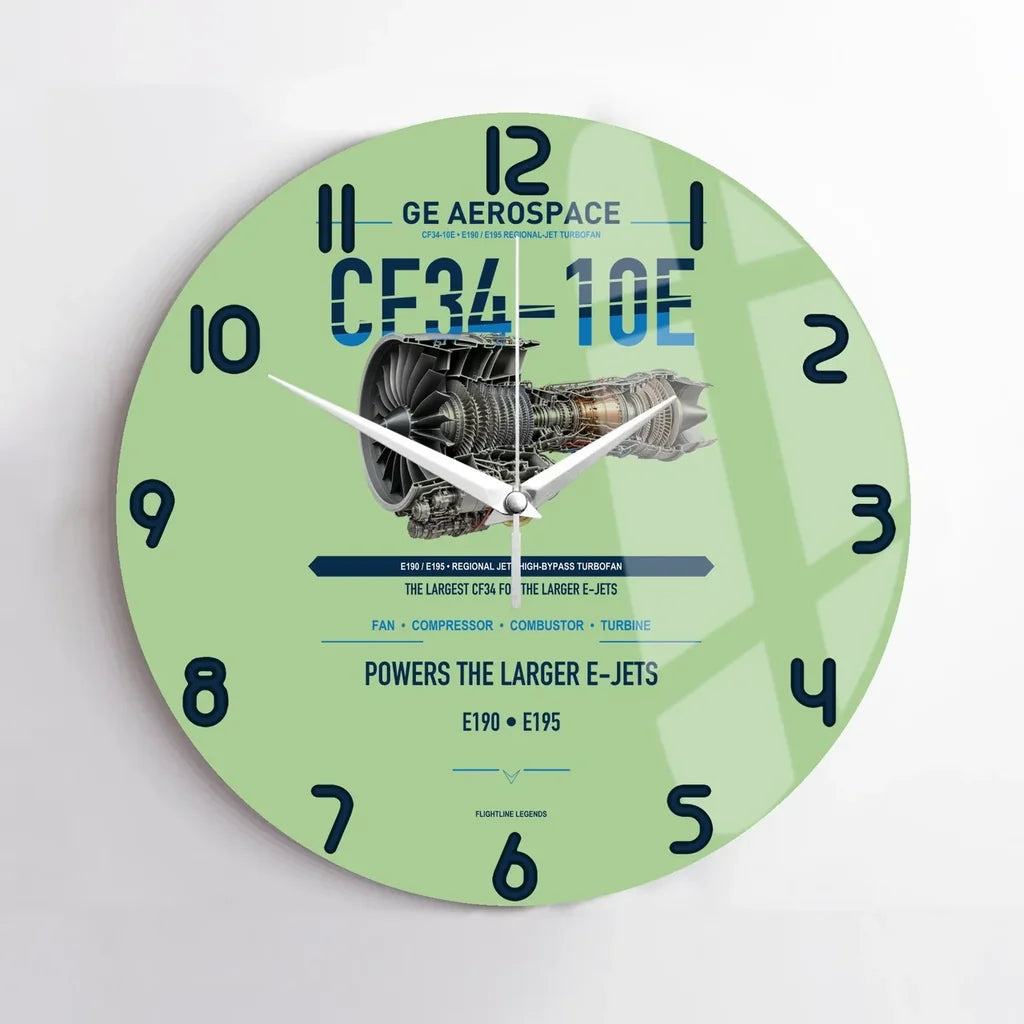 CF34-10E design on light green no frame wall clock