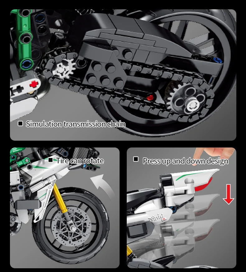 858Pcs Kawasaki Ninja For Building Model - view 5