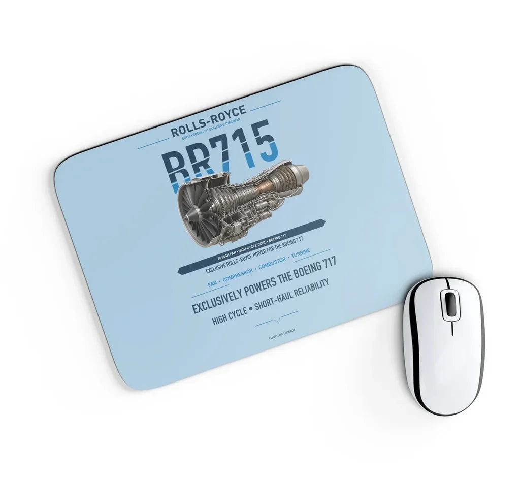 BR715 design on light blue rectangle mouse pad
