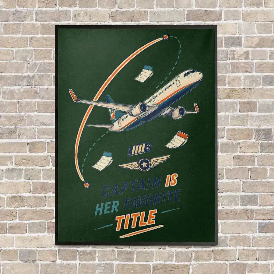 Captain Is Her Favorite Title vertical canvas print - framed - dark green background