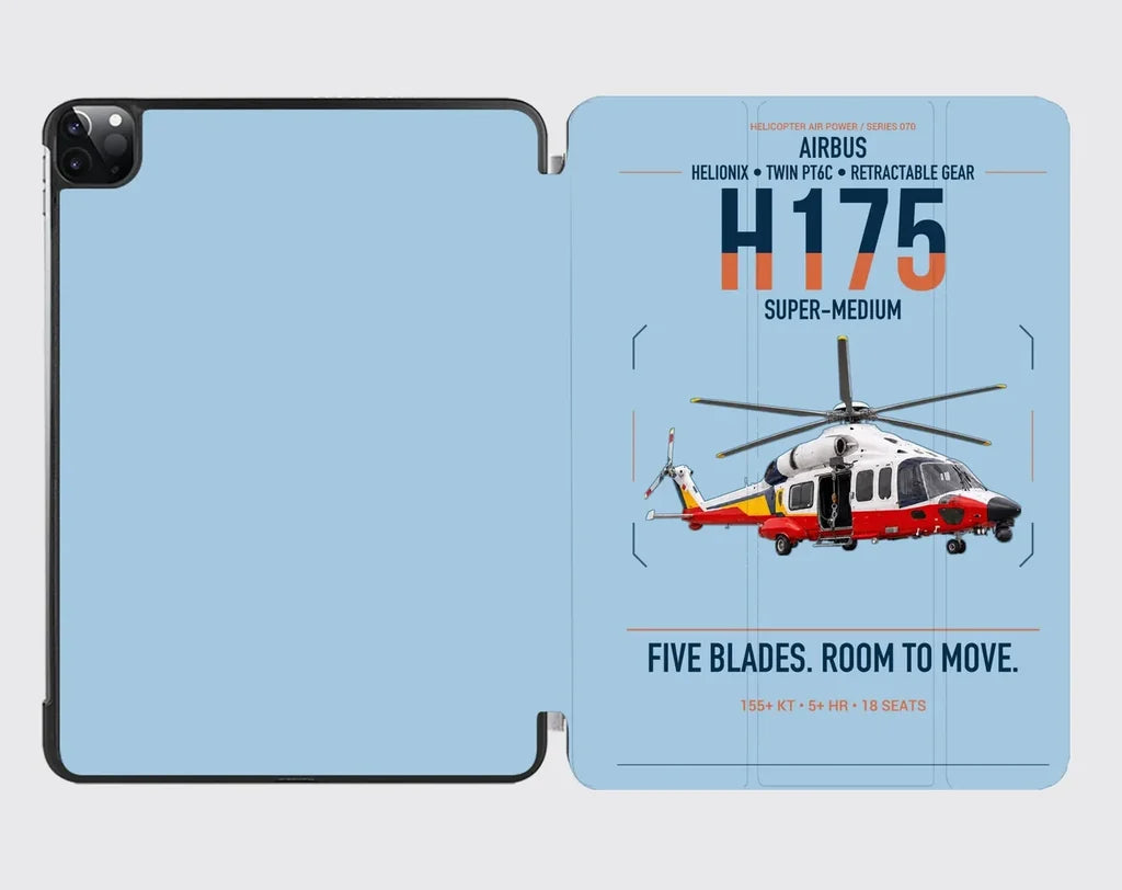 Airbus H175 design on light blue ipad tablet case