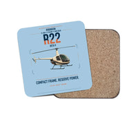 Thumbnail for Robinson R22 Beta II design on light blue 1 piece coaster